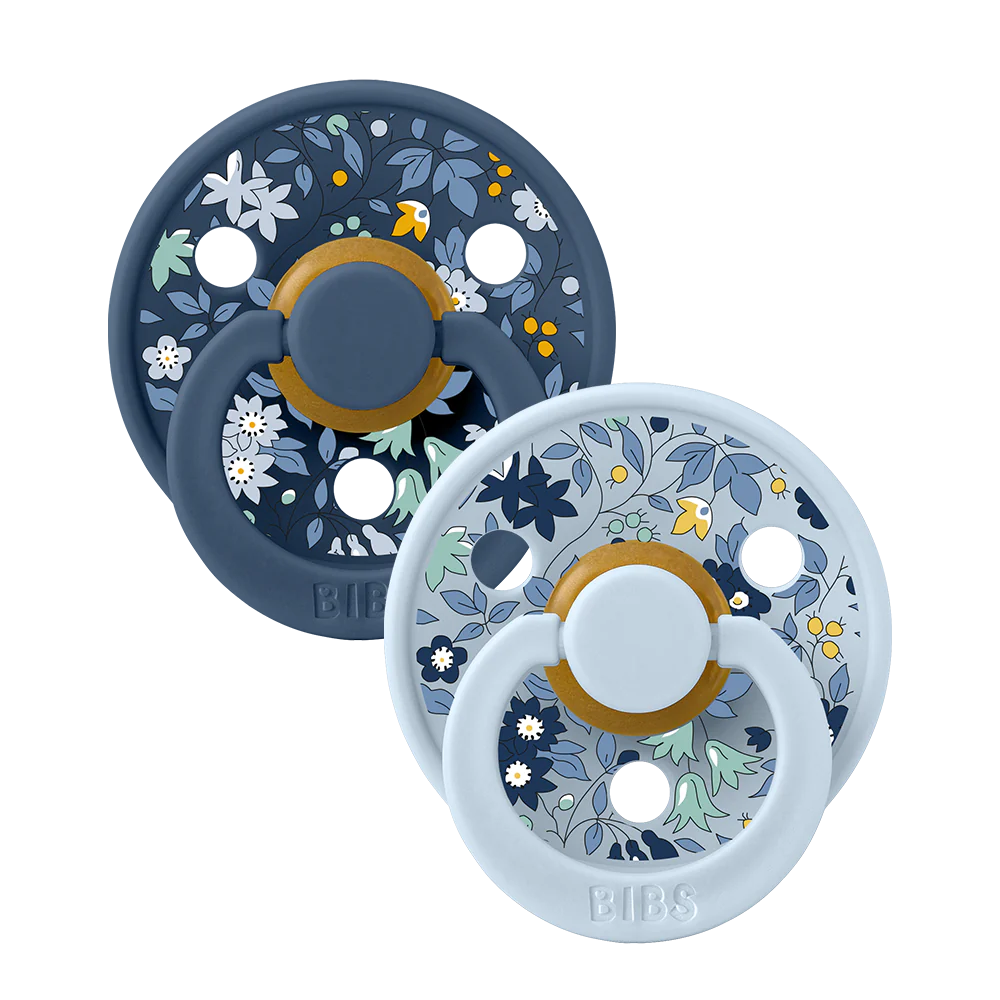 BIBSxLiberty Pacifier Latex 2 Pack - Chamomile Baby Blue Mix
