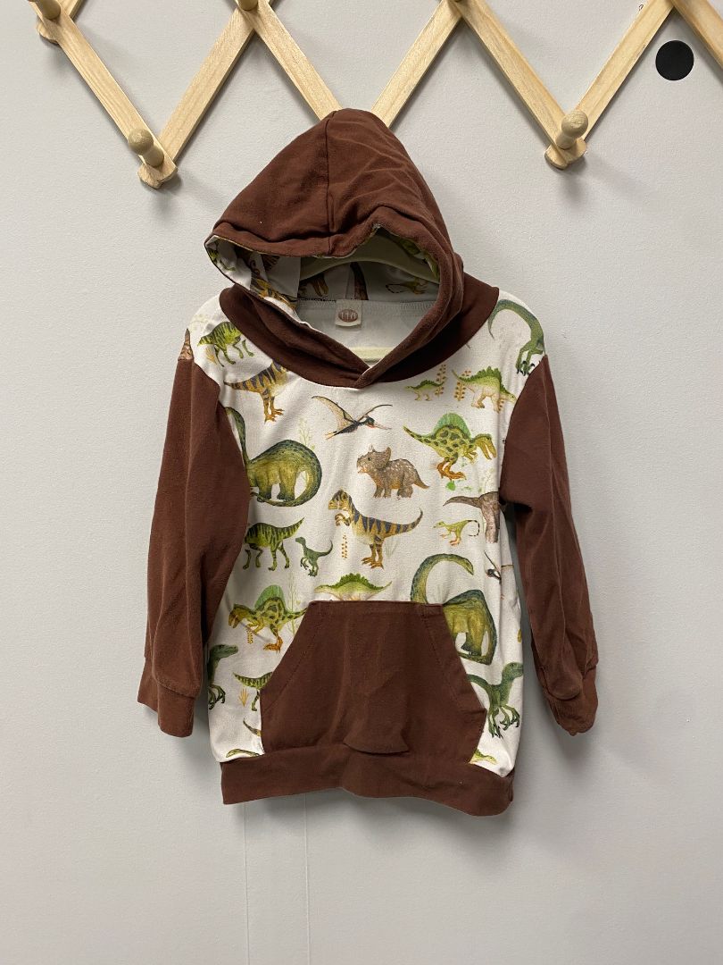 Brown Dinosaur Hoodie, 3T