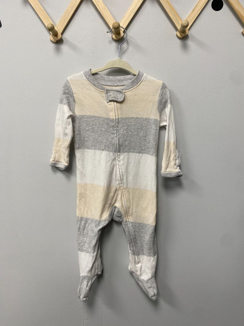 Grey Honest Baby Striped Sleeper, 3-6M