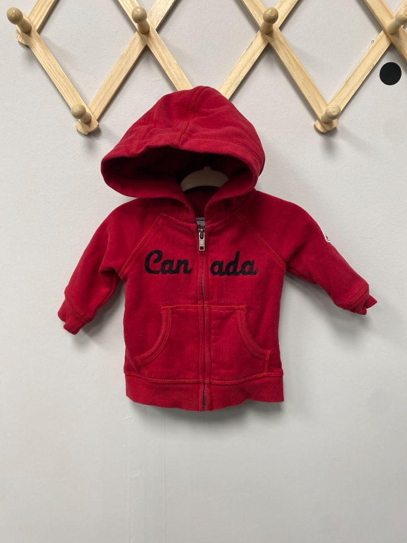 Red Canadiana Hoodie, 0-3M