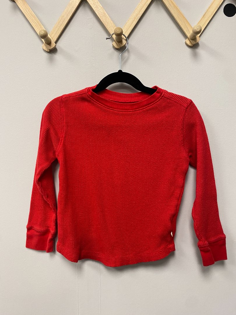 Red Baby Gap Longsleeve Waffle Shirt, 5Y