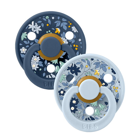 BIBSxLiberty Pacifier Latex 2 Pack - Chamomile Baby Blue Mix