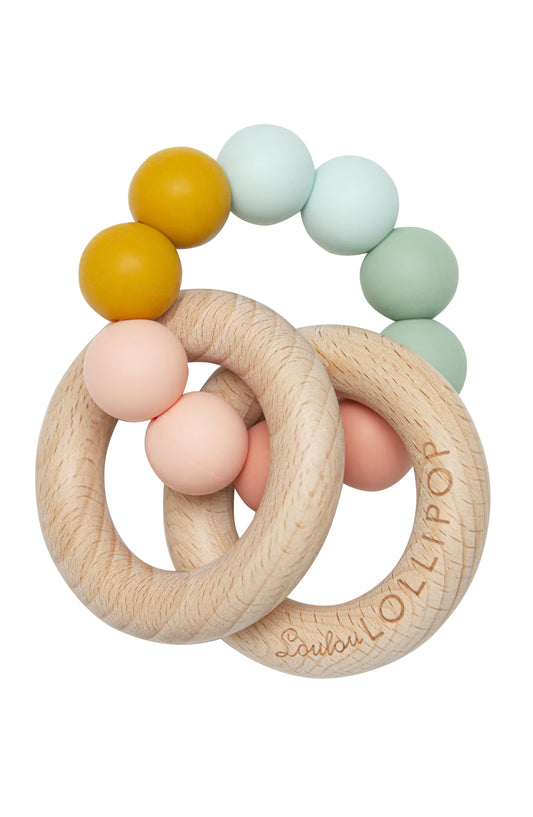 Bubble Silicone Wood Teether - Rainbow