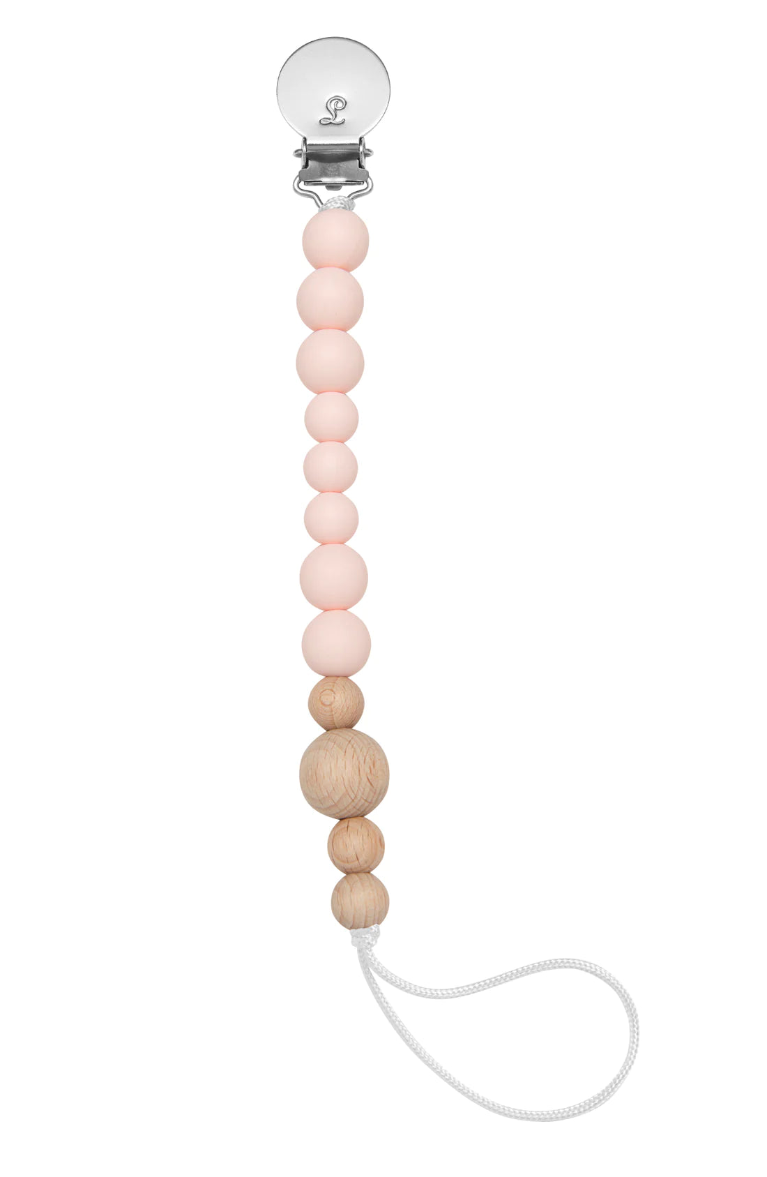 Colour Block Silicone & Wood Pacifier Clip - Pink