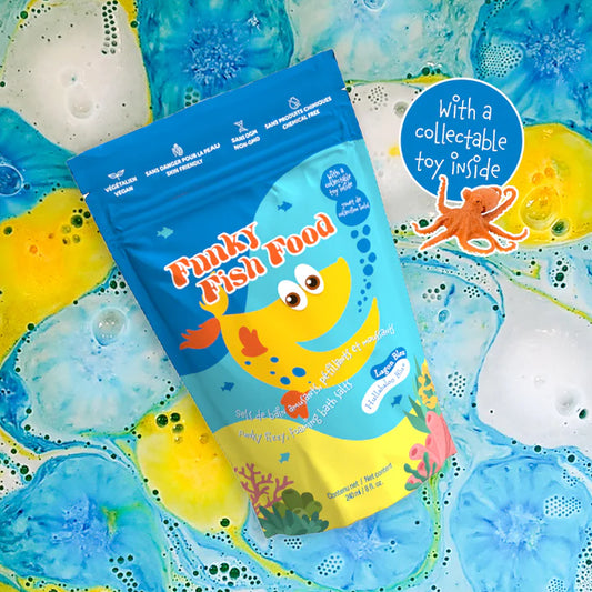 Fish Food Foaming Fizzy Bath Salts W/ Toy - Hullabaloo Blue