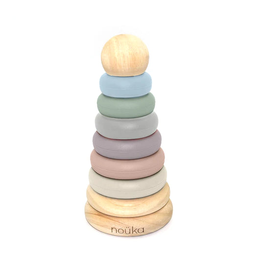 Noüka Wood and Silicone Stacker - Sand Tower