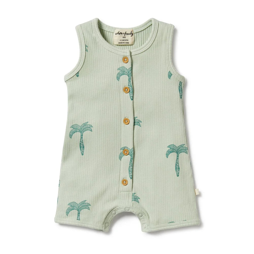 Organic Rib Growsuit - Palm Tree