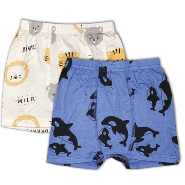 Bamboo Shorts Underwear 2 Pack (Lion Tiger Bear Orca)