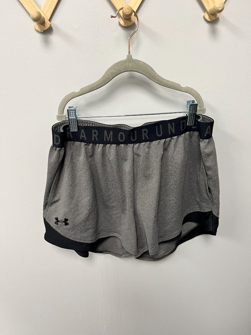 Grey + Black Under Armour Shorts, Womens large