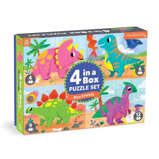 4-In-a-Box Dino Friends Puzzle Set