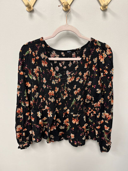 Black + Floral Old Navy Longsleeve, Women L
