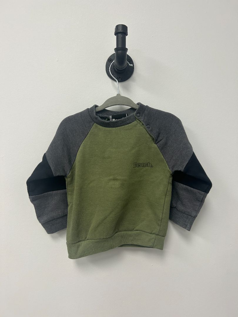 Green + Grey Bench Sweater, 12-18M