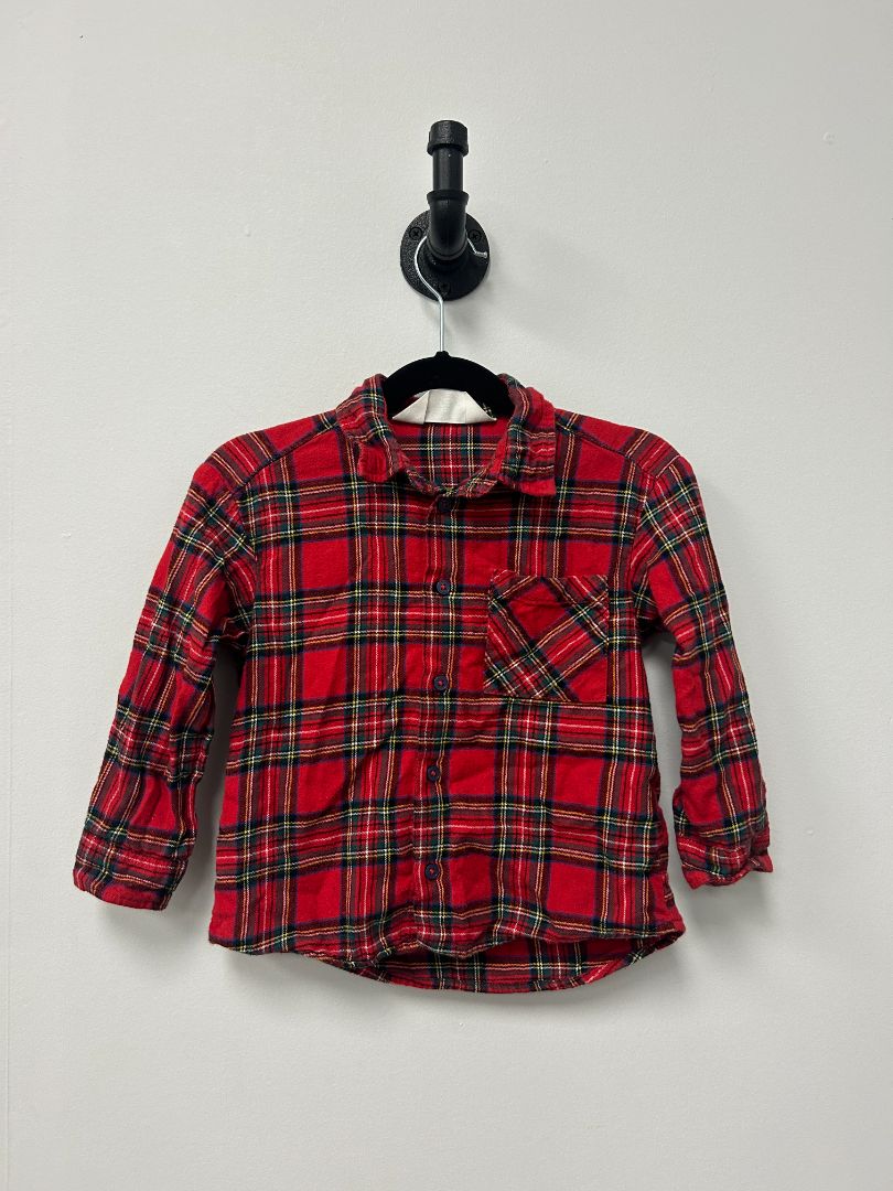 Red H&M Button Up, 3-4T