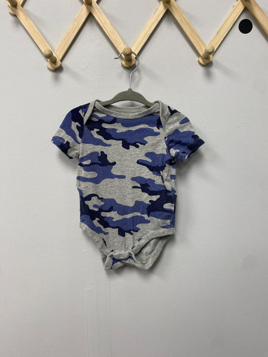 Grey + Blue Camo Baby Gap Bodysuit, 3-6M