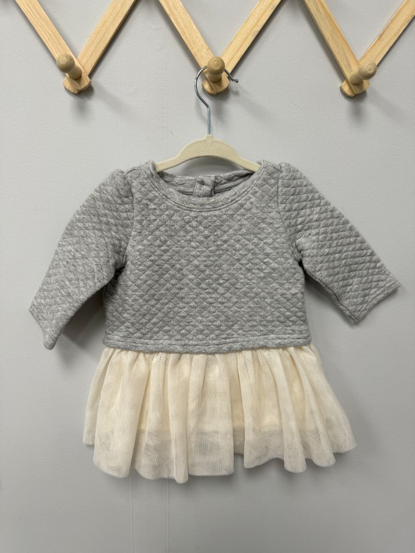 Grey + White Baby Gap Dress, 6-12M