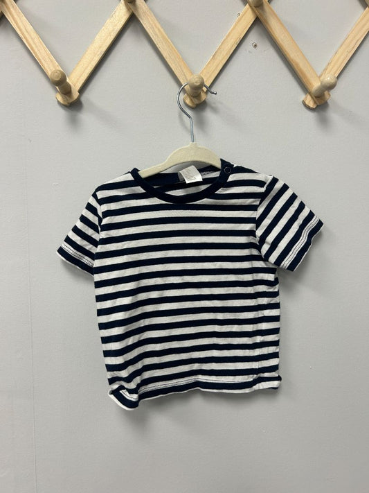 White + Navy H&M Tshirt, 4-6M