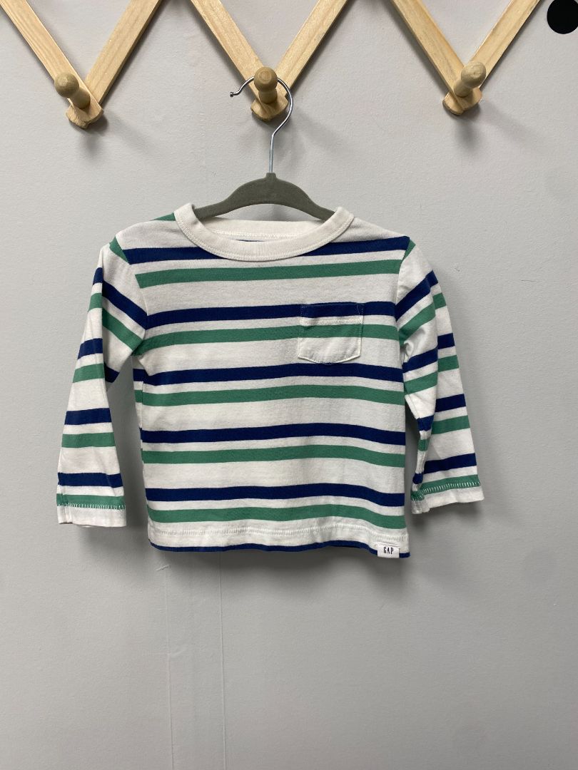White Baby Gap Longsleeve Striped Shirt, 6-12M