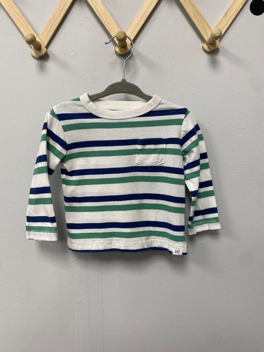 White Baby Gap Longsleeve Striped Shirt, 6-12M