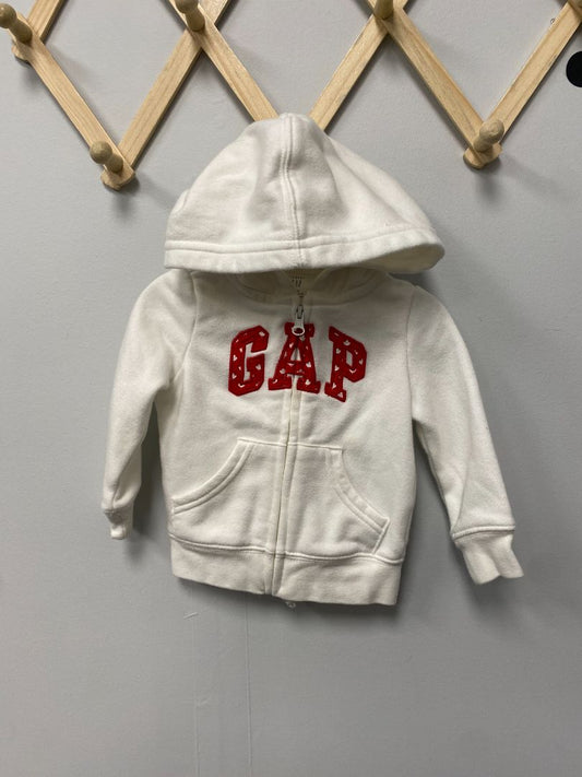 White Baby Gap Zip Hoodie, 6-12M
