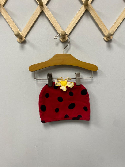 Red Sozo Polka Dot Flower Hat, 12-24M