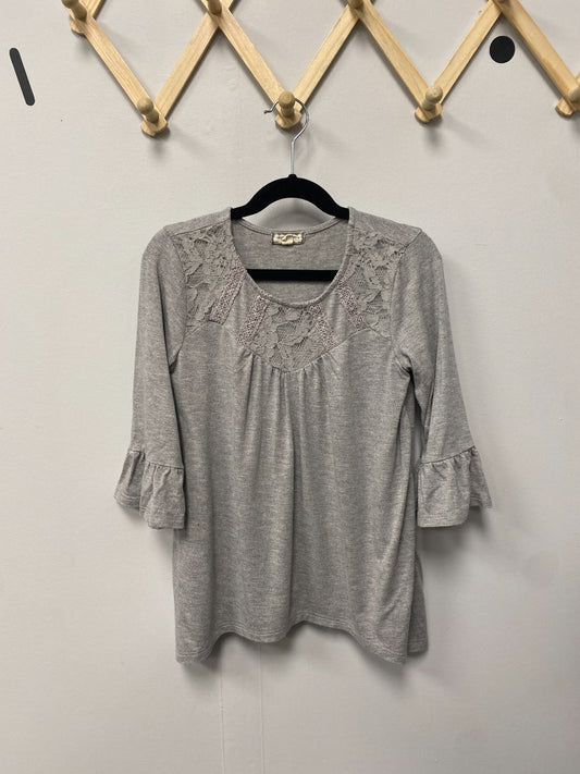 Grey Eyeshadow Girls Longsleeve Shirt w/Bell sleeve detail, 10Y