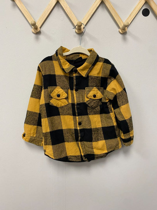 Black + Yellow Little Bipsy Flannel, 18-24M