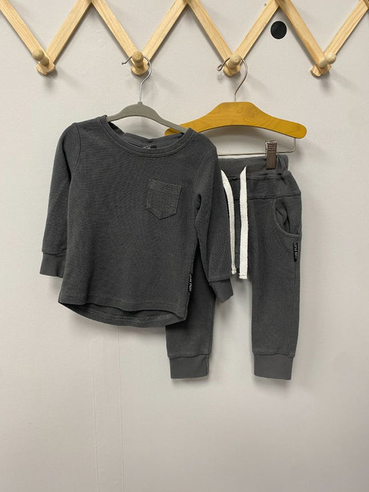 Dark Grey Little Bipsy 2 Piece Jogger Set, 18-24M
