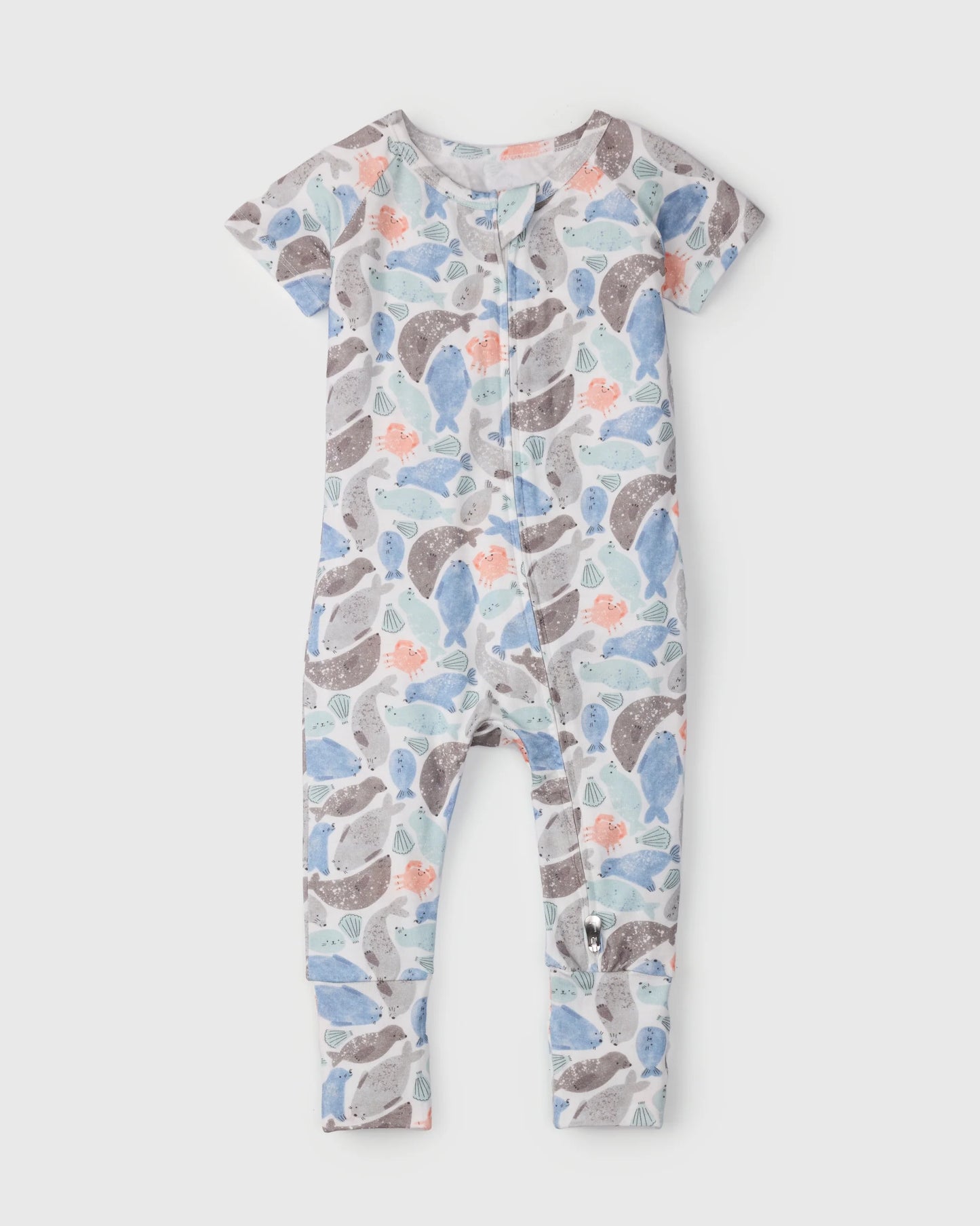 Short Sleeve Zipped Romper - Seals