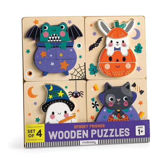 Spooky Friends Halloween- Set of 4 Wooden Puzzles