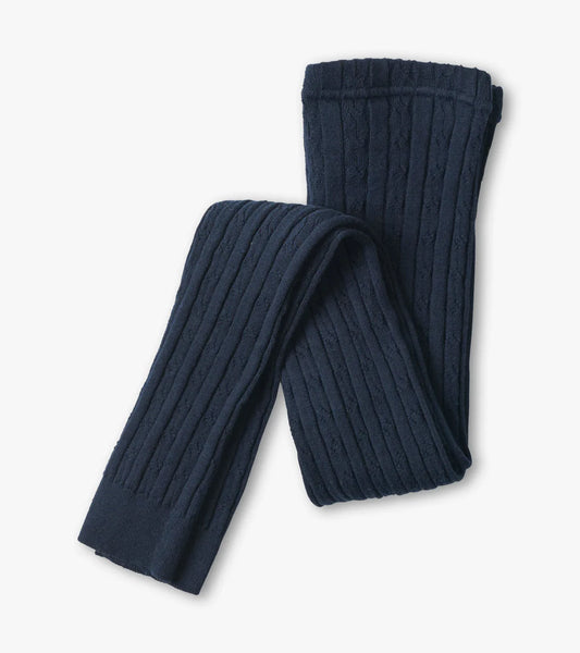 Navy Cable Knit Tights