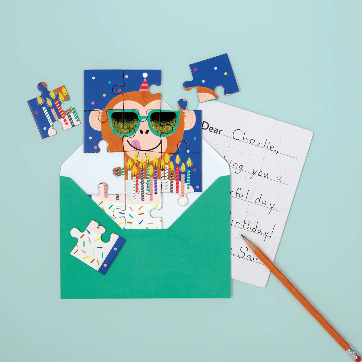 Monkey Cake Greeting Card Puzzle
